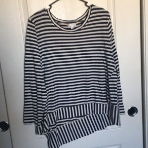 Navy cream striped Cabi women’s top XL